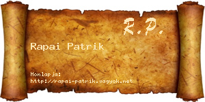 Rapai Patrik névjegykártya